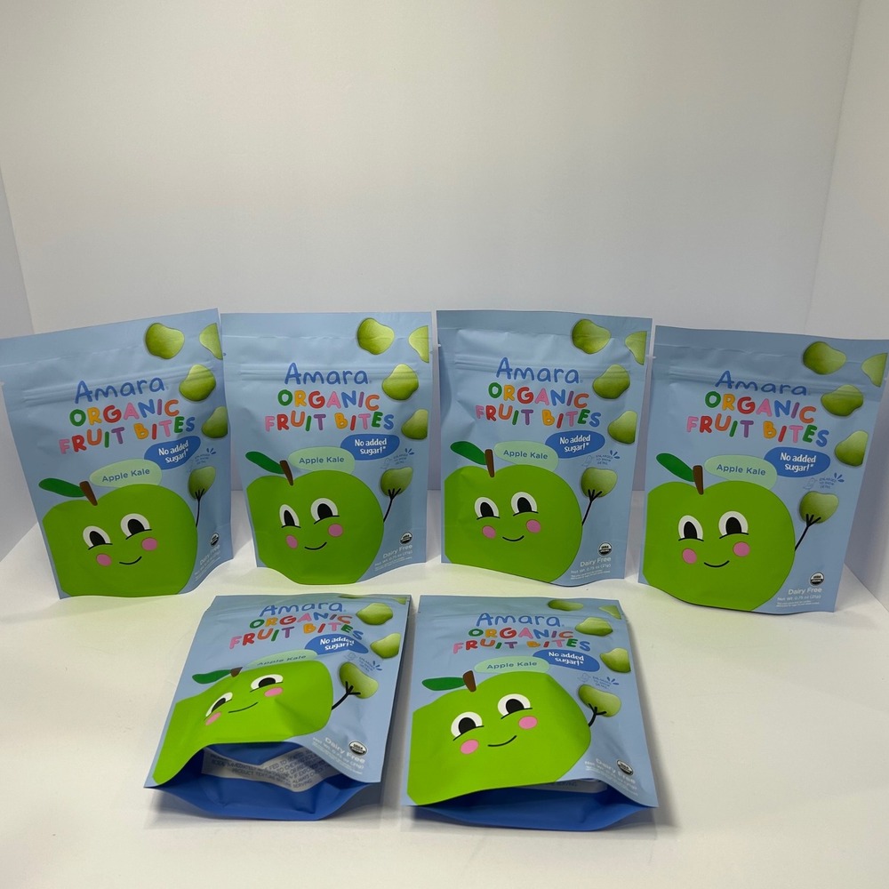 Amara Organic Fruit Bites Apple Kale 0.75oz Lot of 6 No Added Sugar Gluten Free